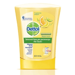 DETTOL Антибактериальное жидкое мыло для диспенсера No Touch с ароматом Цитруса (запасной блок) 250 