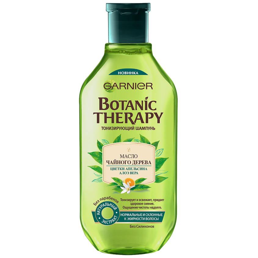

GARNIER Шампунь "Botanic Therapy, Масло чайного дерева, цветки апельсина, алоэ вера" для нормальных и склонных к жирности волос