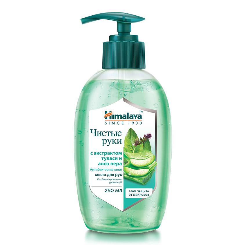 HIMALAYA SINCE 1930 Мыло жидкое с экстрактами туласи и алоэ вера чистые руки PUREHANDS ALOE VERA & TULSI ANTI-BACTERIAL HAND WASH