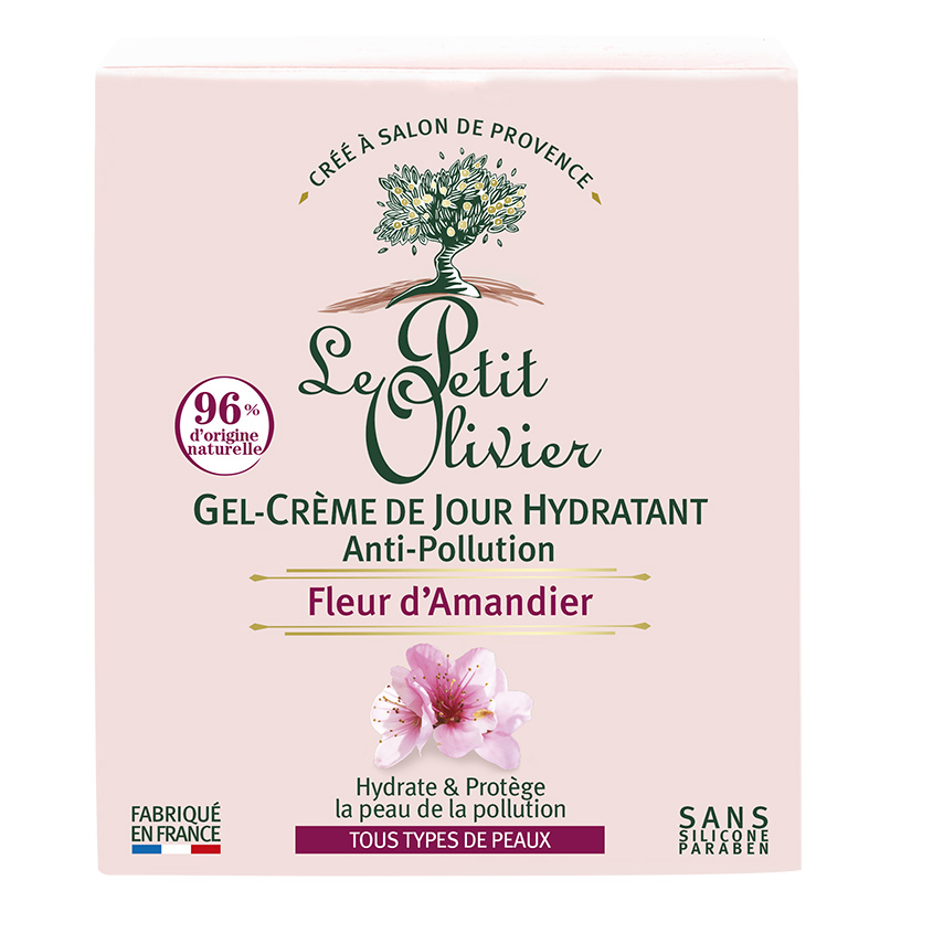 LE PETIT OLIVIER Гель-крем для лица дневной с цветками миндального дерева Защита от агрессивных факторов окружающей среды