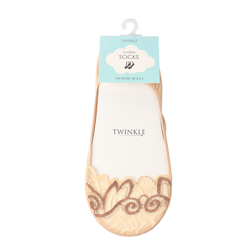 

TWINKLE Кружевные следки TWINKLE, цвет: бежевый, форма 2