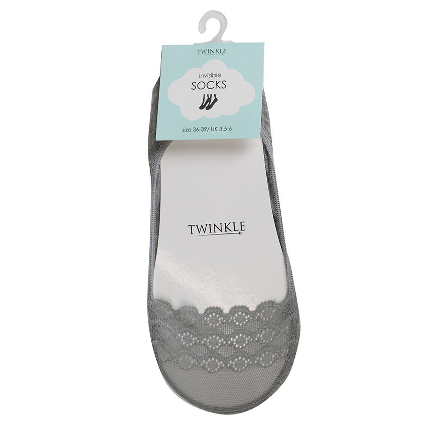 TWINKLE Кружевные следки TWINKLE, цвет: серый, форма 7