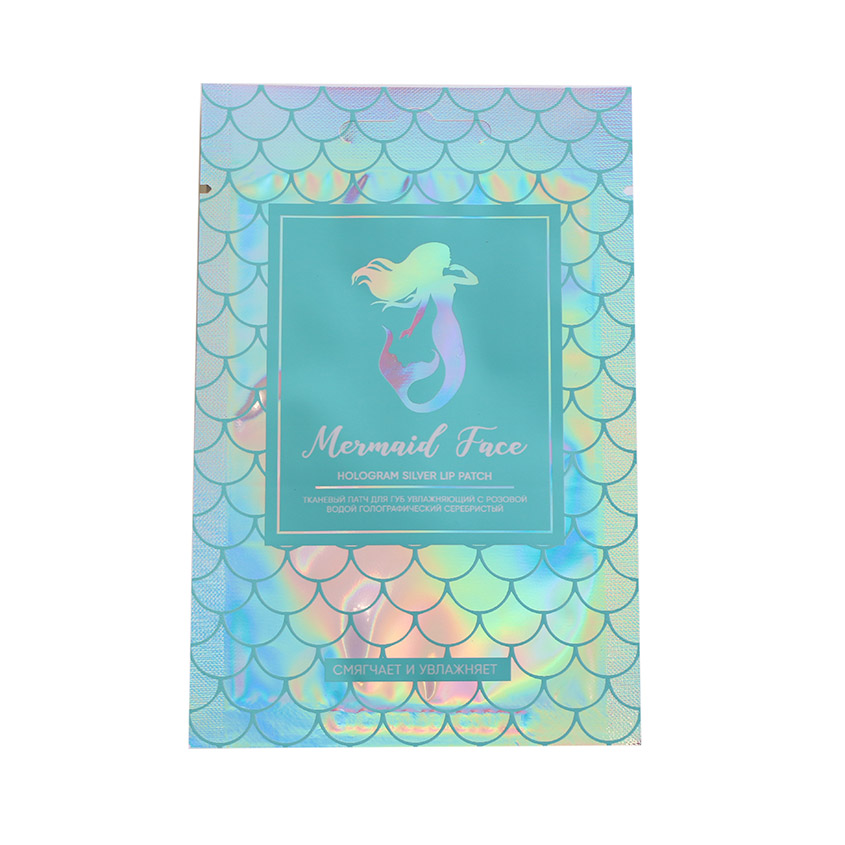 

Л'Этуаль MERMAID FACE Тканевый патч для губ увлажняющий с розовой водой голографический серебристый