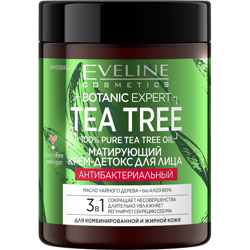 

EVELINE Крем для лица BOTANIC EXPERT TEA TREE 3 в 1 антибактериальный матирующий