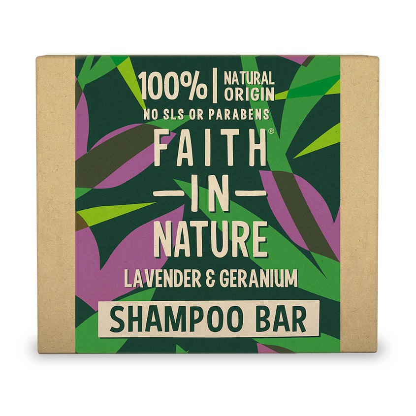 Шампунь для волос FAITH IN NATURE с экстрактами лаванды и герани (твердый)