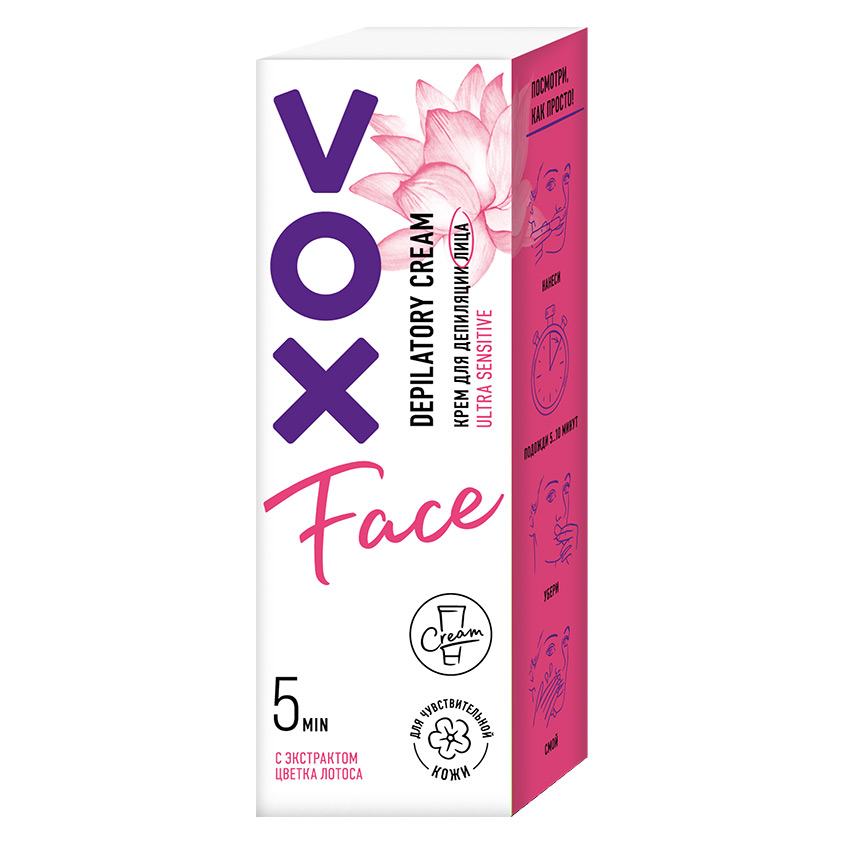 Крем для депиляции лица VOX для гиперчувствительной кожи