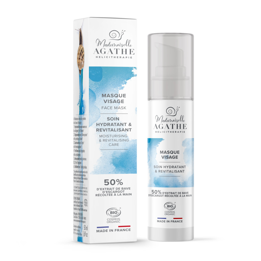 

MADEMOISELLE AGATHE Увлажняющая омолаживающая маска для лица с муцином улитки HYDRATANT