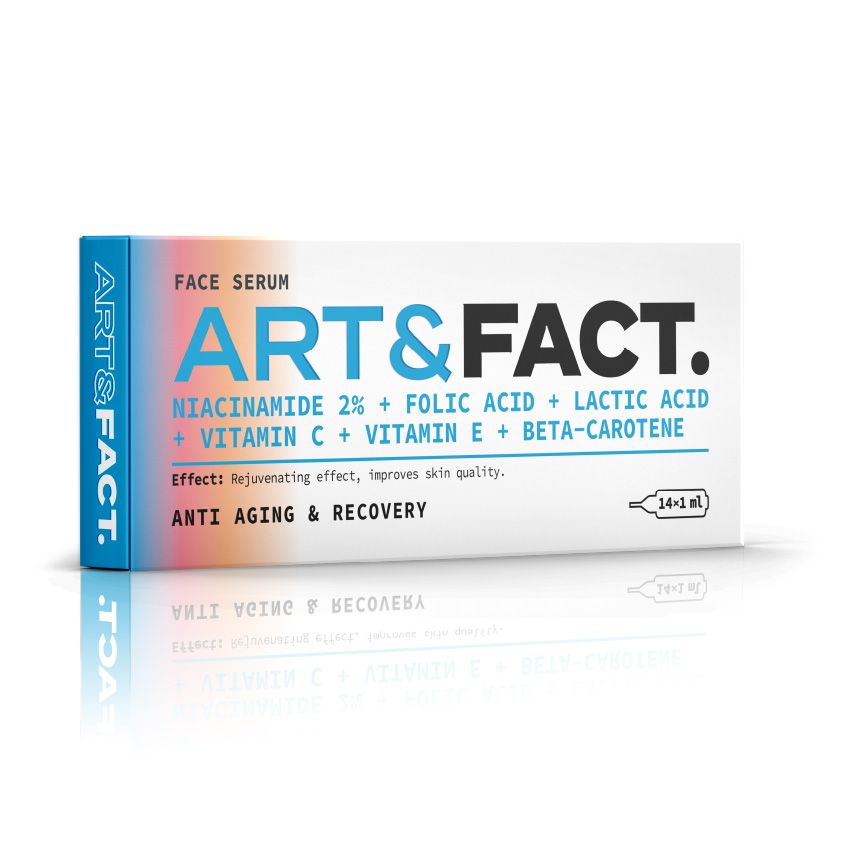 ART&FACT Витаминная сыворотка под мезороллер и дермапен для лица с ниацинамидом, фолиевой и молочной кислотой, витамином Е, С, и бета-каротином (провитамином А)