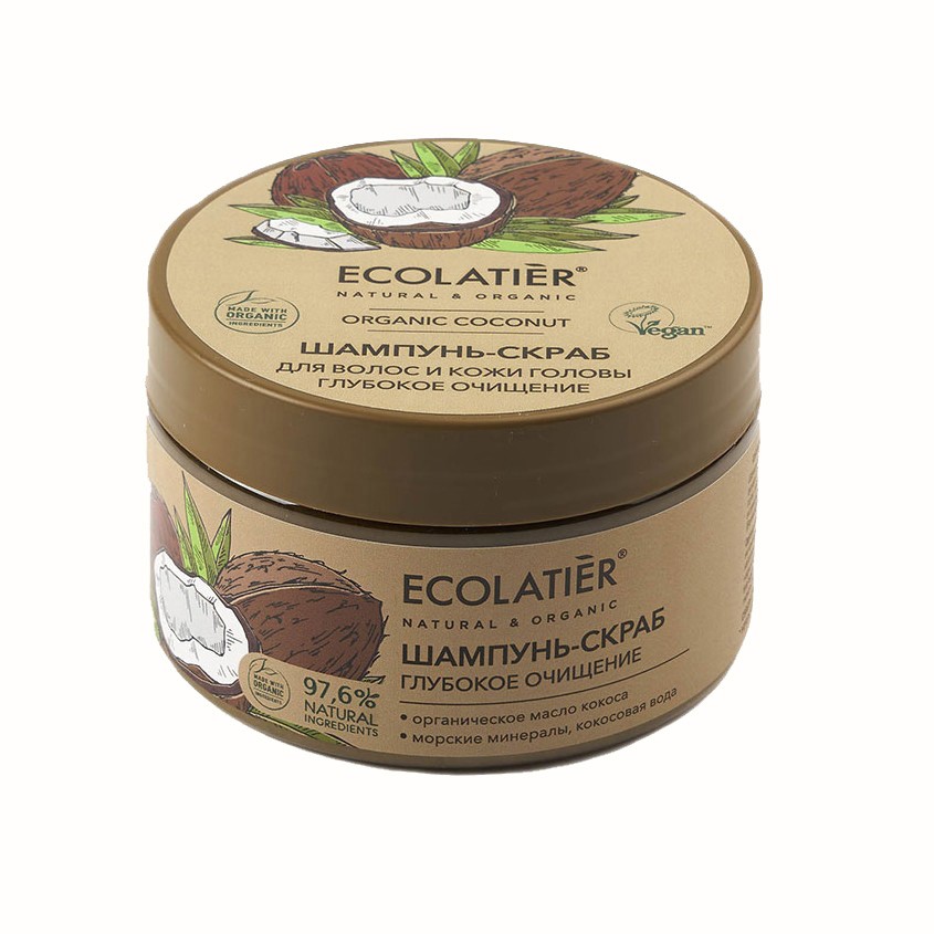 

ECOLATIER GREEN Шампунь-скраб для волос и кожи головы Глубокое Очищение ORGANIC COCONUT