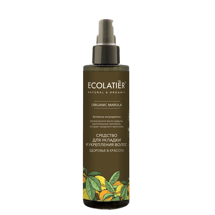 

ECOLATIER GREEN Cредство для укладки и укрепления волос ЗДОРОВЬЕ & КРАСОТА ORGANIC MARULA, 200 мл