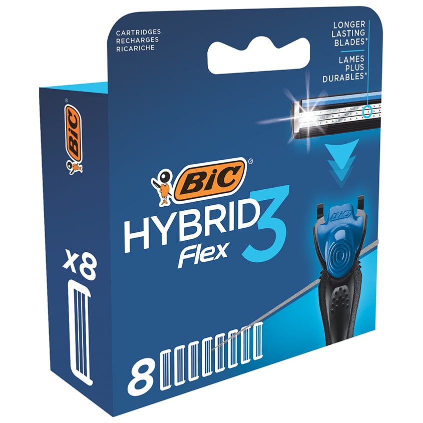 BIC Сменные кассеты для мужской бритвы, Hybrid 3 Flex