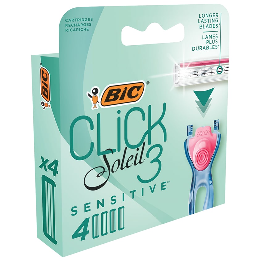 BIC Сменные кассеты для женской бритвы, Click 3 Soleil Sensitive