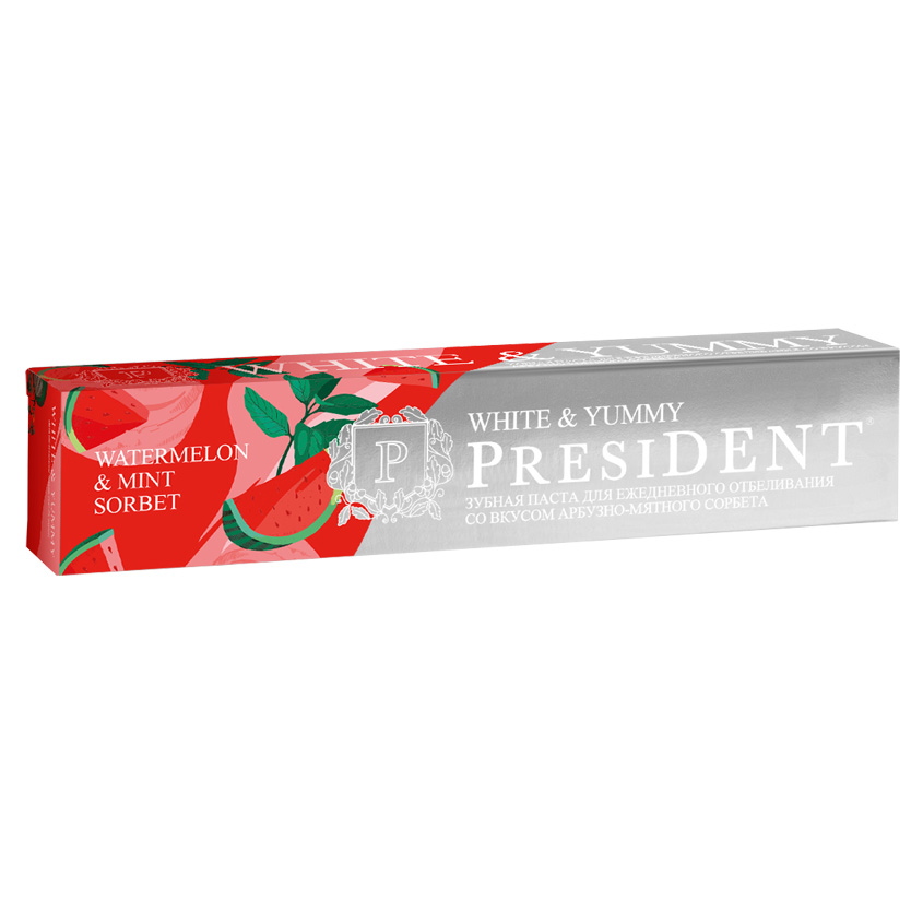 

PRESIDENT Зубная паста PRESIDENT White & Yummy Арбузно-мятный сорбет
