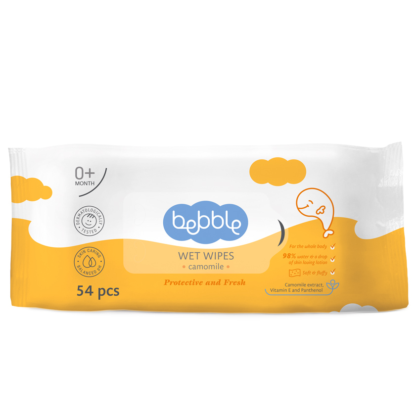 фото Bebble салфетки влажные ромашка (camomile) wet wipes