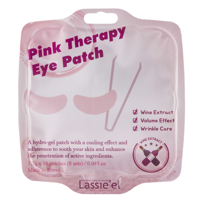 

LASSIE'EL Патчи для глаз гидрогелевые PINK THERAPY с экстрактом вина (против морщин)
