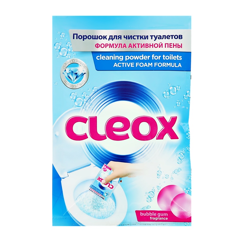 Порошок для чистки туалетов Баббл-гам с формулой активной пены Cleox