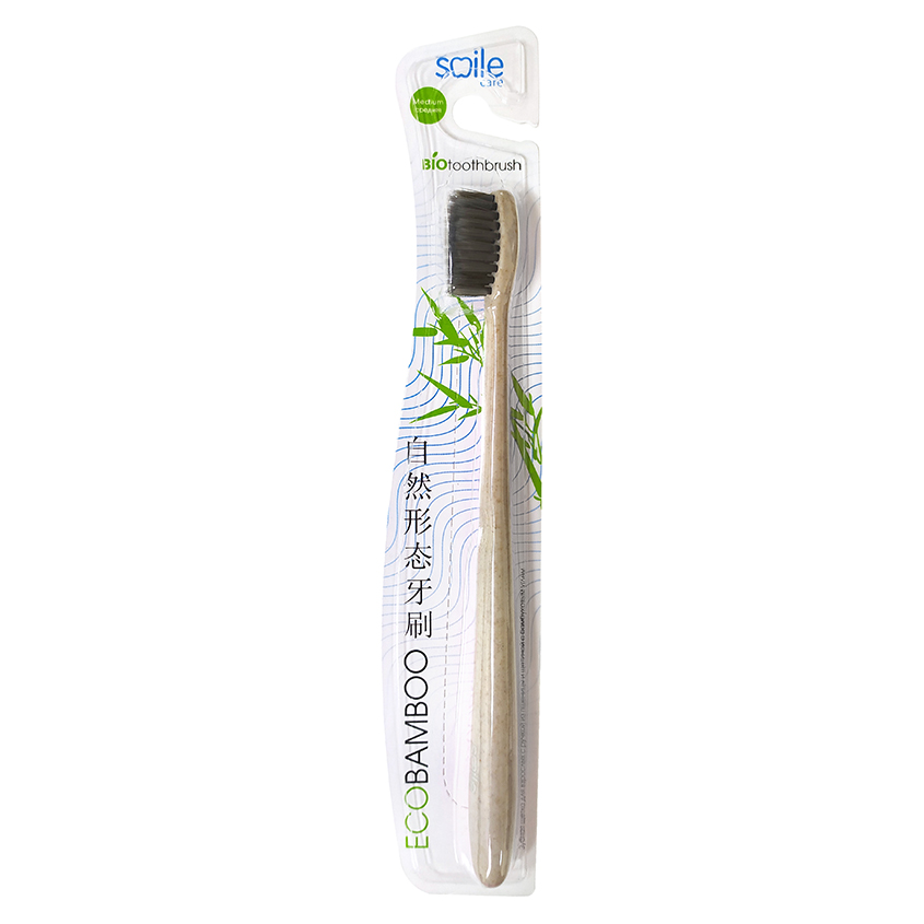 SMILE CARE Зубная щетка ECO BAMBOO с ручкой из соломы пшеницы средняя ...
