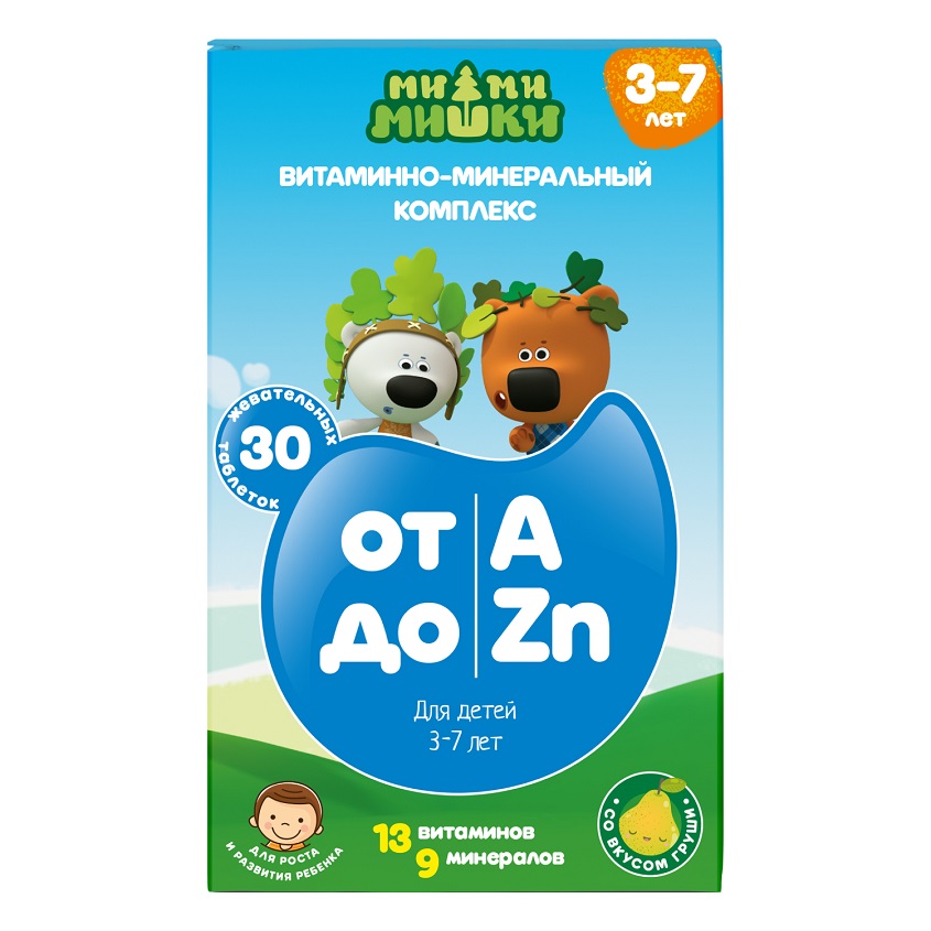 

МИ-МИ-МИШКИ Витамино-минеральный комплекс от А до Zn для детей 3-7 лет 860 мг