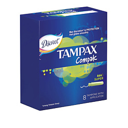 TAMPAX Compak Тампоны женские гигиенические с аппликатором Super Single 8 шт.