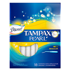 TAMPAX Discreet Pearl Тампоны женские гигиенические с аппликатором Regular Duo 18 шт.