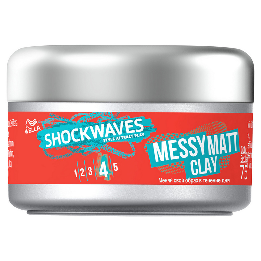 WELLA Shockwaves Моделирующая глина для укладки волос Messy Matt Clay сильной фиксации