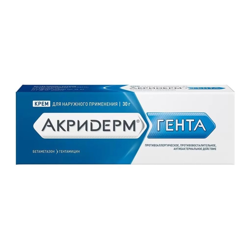 Изображение товара Акридерм Гента крем 30 г — противовоспалительно-антибиотик
