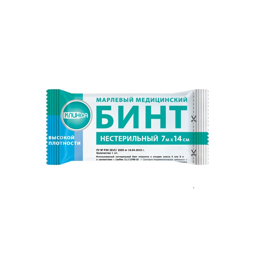 Изображение товара Нестерильный марлевый бинт 7м х 14см клинса высокой плотности