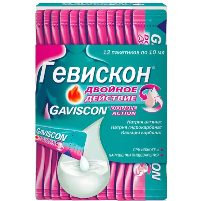 Изображение товара Гевискон двойное действие сусп. внутр. мятная 10мл N12, Гевискон двойное действие сусп. внутр. мятная 10мл N12