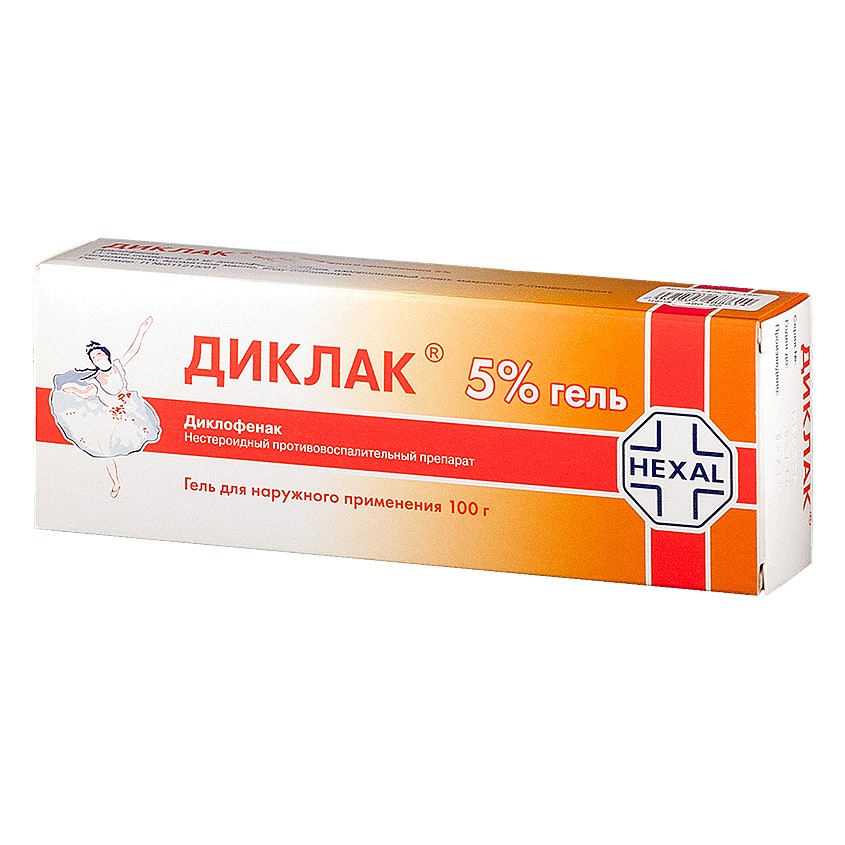 Изображение товара Диклак гель 5 100г для снятия боли воспаления суставов и мышц