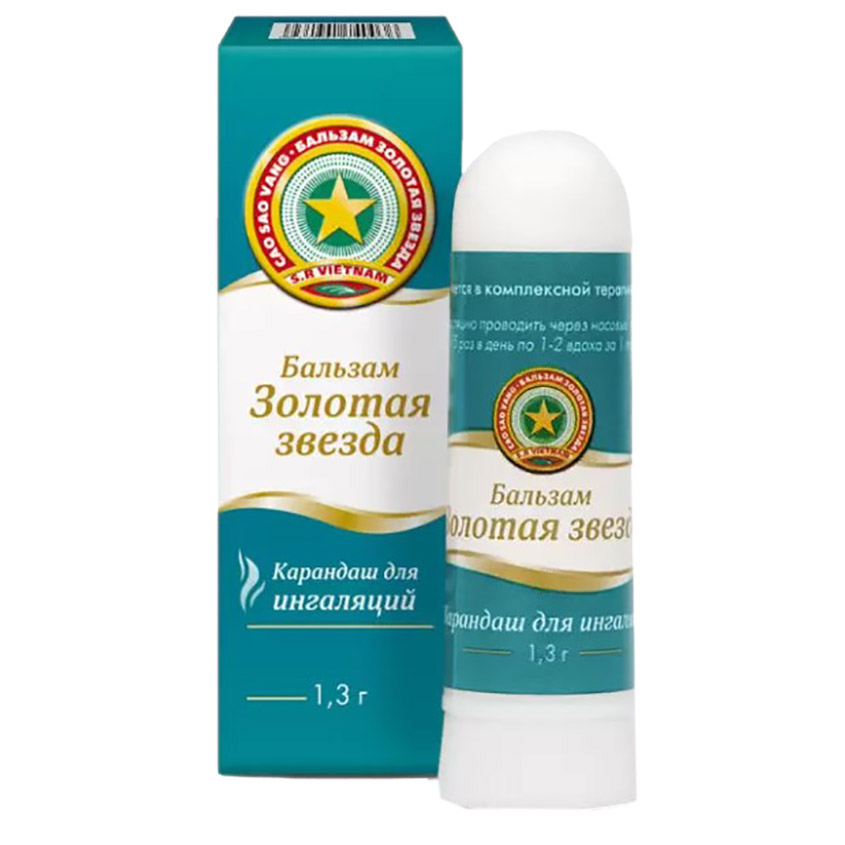 Изображение товара Золотая звезда бальзам карандаш для ингаляций 1,3г натуральные эфирные масла