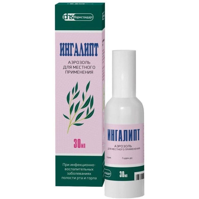 Изображение товара Ингалипт аэрозоль 30 мл N1 противовоспалительный и антимикробный препарат для горла