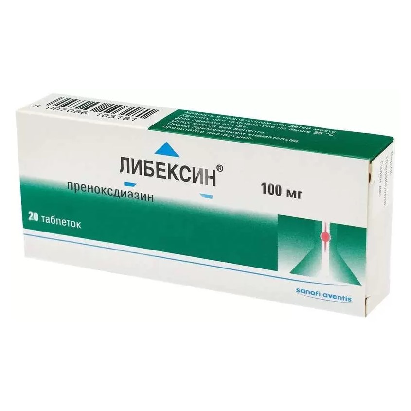 Изображение товара Либексин 100мг N20 таблетки противкашельное средство быстрое действие
