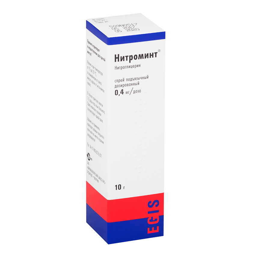 Изображение товара Нитроминт спрей подъязычн. доз. 0,4мг/доза 180доз 10г N1, Нитроминт спрей подъязычн. доз. 0,4мг/доза 180доз 10г N1