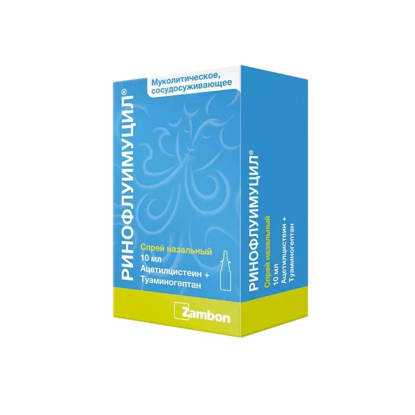 Изображение товара Ринофлуимуцил спрей назальный 10 мл, муколитик сосудосуживающий противовоспалительный препарат