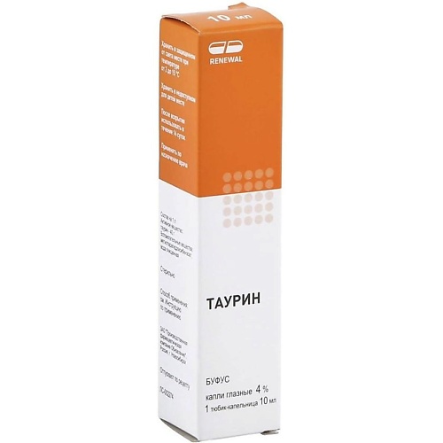 

АПТЕКА Таурин Реневал Гл. Капли 4% Тюб.-Капельница 10Мл №1 Renewal, Таурин Реневал Гл. Капли 4% Тюб.-Капельница 10Мл №1 Renewal