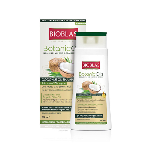 BIOBLAS Шампунь для придания блеска тусклым волосам с кокосовым маслом