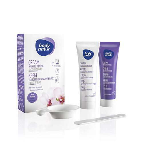 

BODY NATUR Крем для обесцвечивания волос лицо и тело с Миндальным маслом