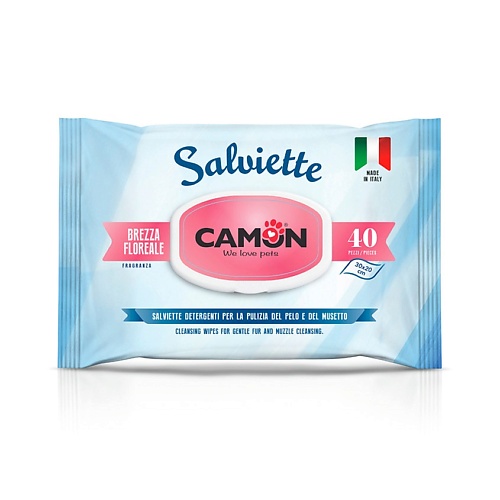 Уход для животных CAMON Салфетки для животных влажные с ароматом Цветочного бриза