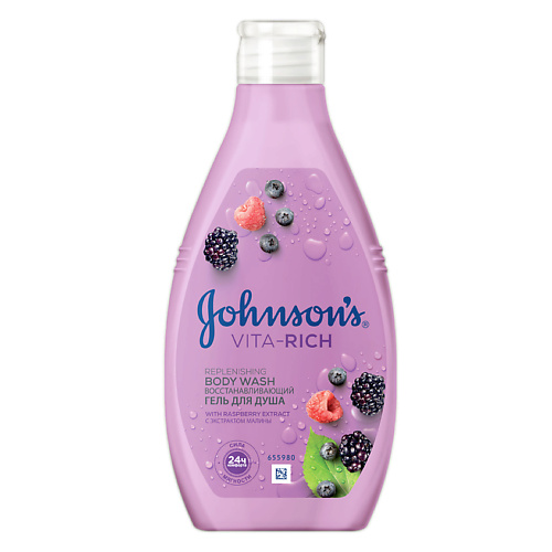 JOHNSONS Восстанавливающий гель для душа с экстрактом малины (c ароматом лесных ягод)