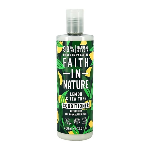 фото Faith in nature кондиционер для волос faith in nature освежающий с маслами лимона и чайного дерева (для нормальных и жирных волос)