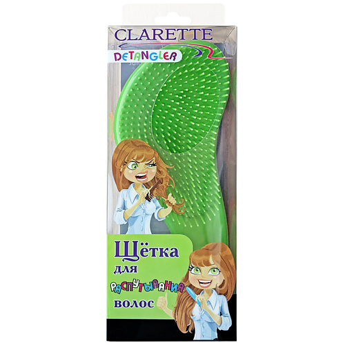 CLARETTE Щетка для распутывания волос DETANGLER CDB 605 Оранжевая/зеленая