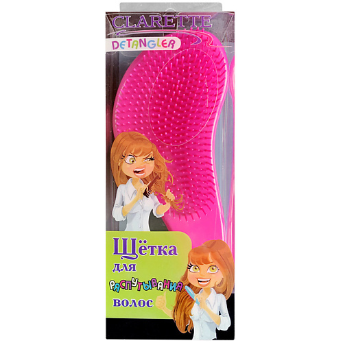 CLARETTE Щетка для распутывания волос DETANGLER CDB 896 Розовая/фиолетовая