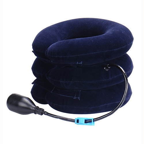 FITSTUDIO Тройная надувная подушка-воротник для шеи из велюра (синяя)
