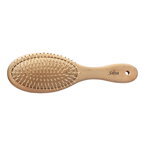 SILVA Щетка для волос на подушке деревянная с пластиковыми зубьями
