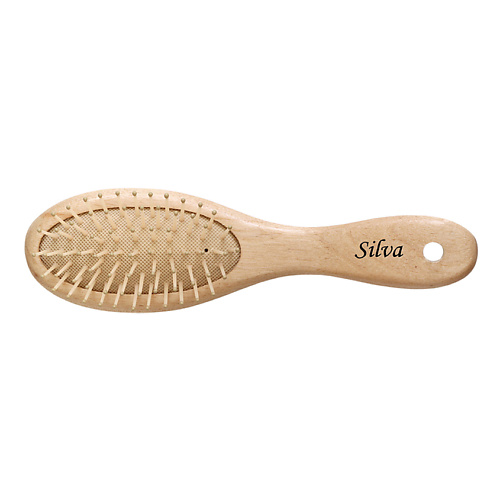 SILVA Щетка для волос на подушке деревянная компакт с пластиковыми зубьями