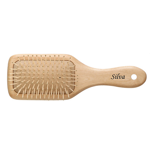 SILVA Щетка для волос на подушке деревянная квадратная с пластиковыми зубьями