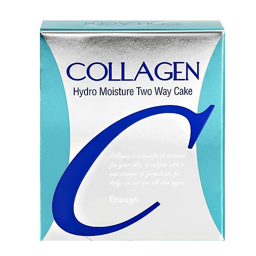 Пудра ENOUGH  компактная для лица COLLAGEN HYDRO MOISTURE TWO-WAY CAKE SPF25 PA++ со сменным блоком