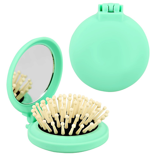 фото Lady pink расческа для волос с зеркалом с деревянными зубчиками