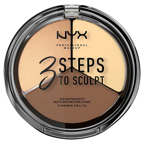 NYX Professional Makeup Тройная палетка для скульптурирования. 3 STEPS TO SCULPT FACE SCULPTING PALETTE