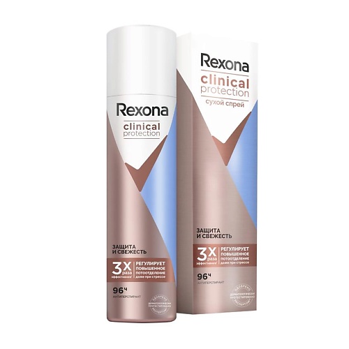 

REXONA Антиперспирант-дезодорант спрей Защита и Свежесть Clinical Protection, Антиперспирант-дезодорант спрей Защита и Свежесть Clinical Protection